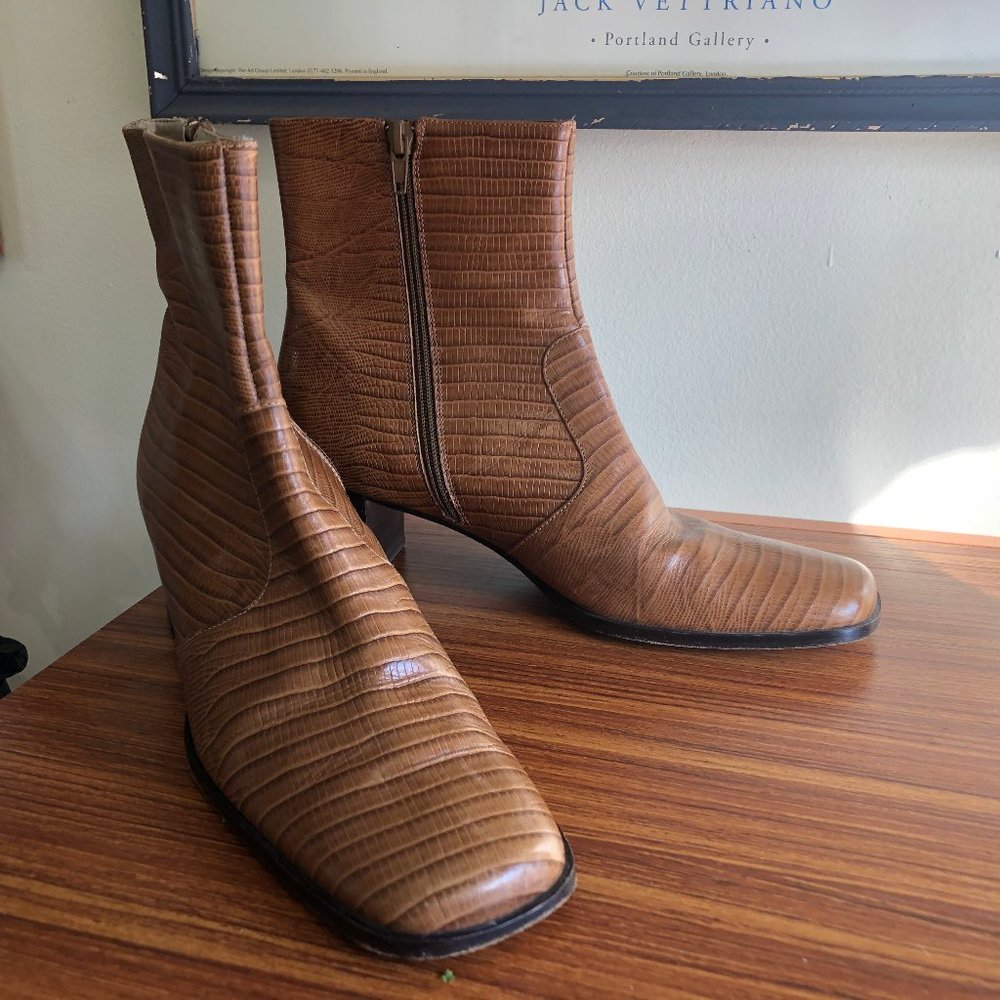Talbot's Leather Bootie Reptile size 8N Side Zip